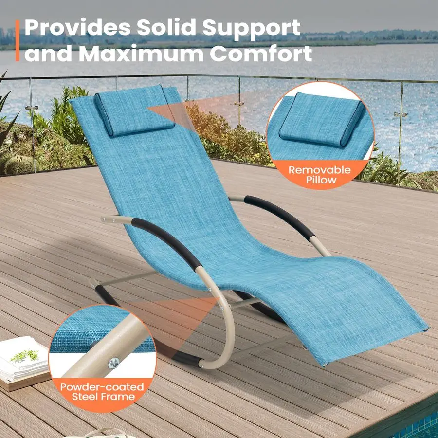 Outdoor Lounger Chair Chaise Lounge Zero Gravity Rocker Patio Lounge Chair Rocking Sunlonger for Sunbathing, Napping for Patio,