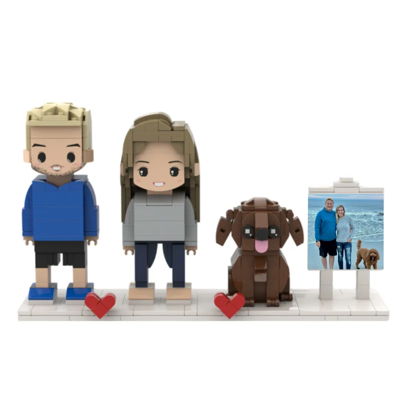 Orange Plan custom building blocks personalized family and pet portrait set full body multiple people small particle photo