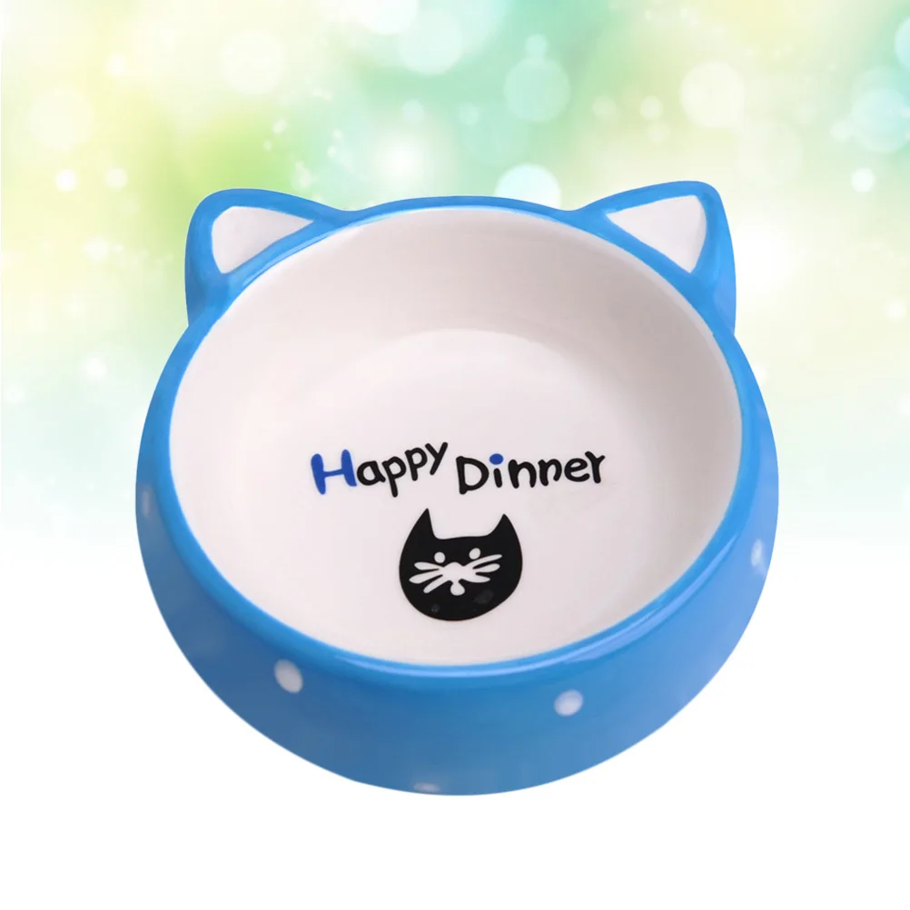 

Cartoon Cat Ear Ceramic Bowl Durable Pet Feeder Stable Non-Tip Food Container Cat Dog Feeding Bowl Blue Pet Feeder