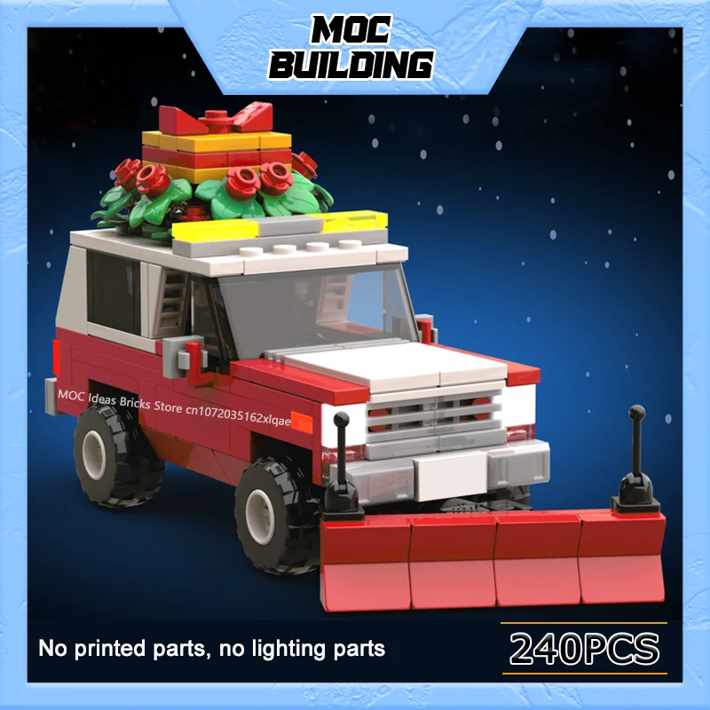 MOC اللبنات عيد الميلاد سلسلة الشتاء مدينة كوخ نموذج الإبداعية الرنة الثلوج شاحنة اللعب لتقوم بها بنفسك تجميع الطوب هدايا عيد الميلاد #6
