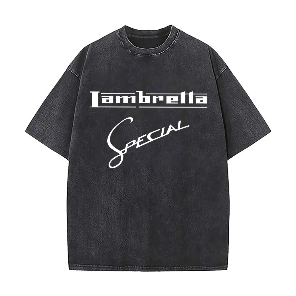 Lambretta Scooter Brand Special Art Daily Commute Vintage Distressed T Shirt Loose Washed Sleeve