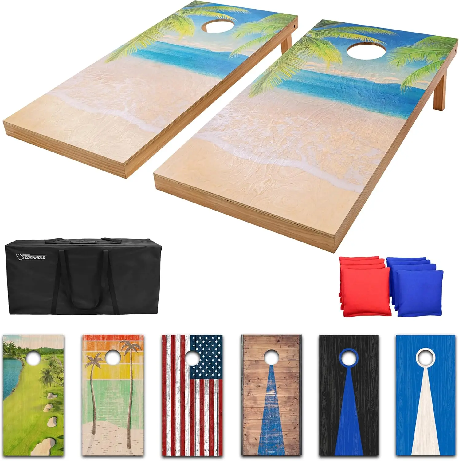 

4 ft x 2 ft Regulation Size Premium Wood Cornhole Set - Vintage Wood Designs (Choose your style)