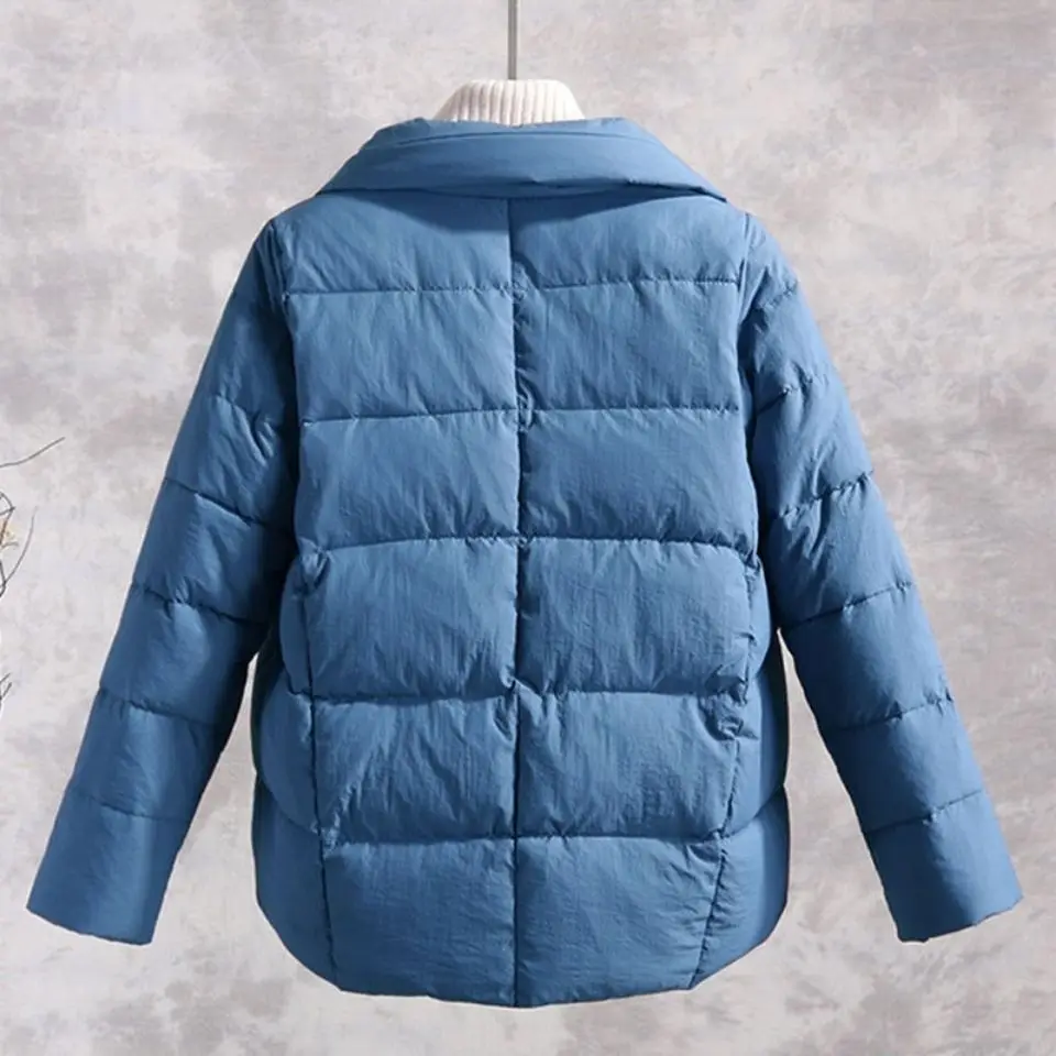 Abrigo de algodón con cuello levantado para mujer, parka cálida de talla grande, chaqueta de invierno, novedad de 2023