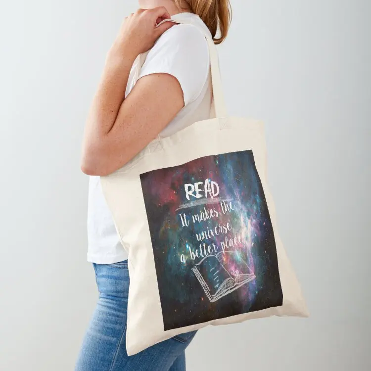 

Reading for a better universe Tote Bag shopping bags foldable Lady bags tote bag men Canvas stote bag