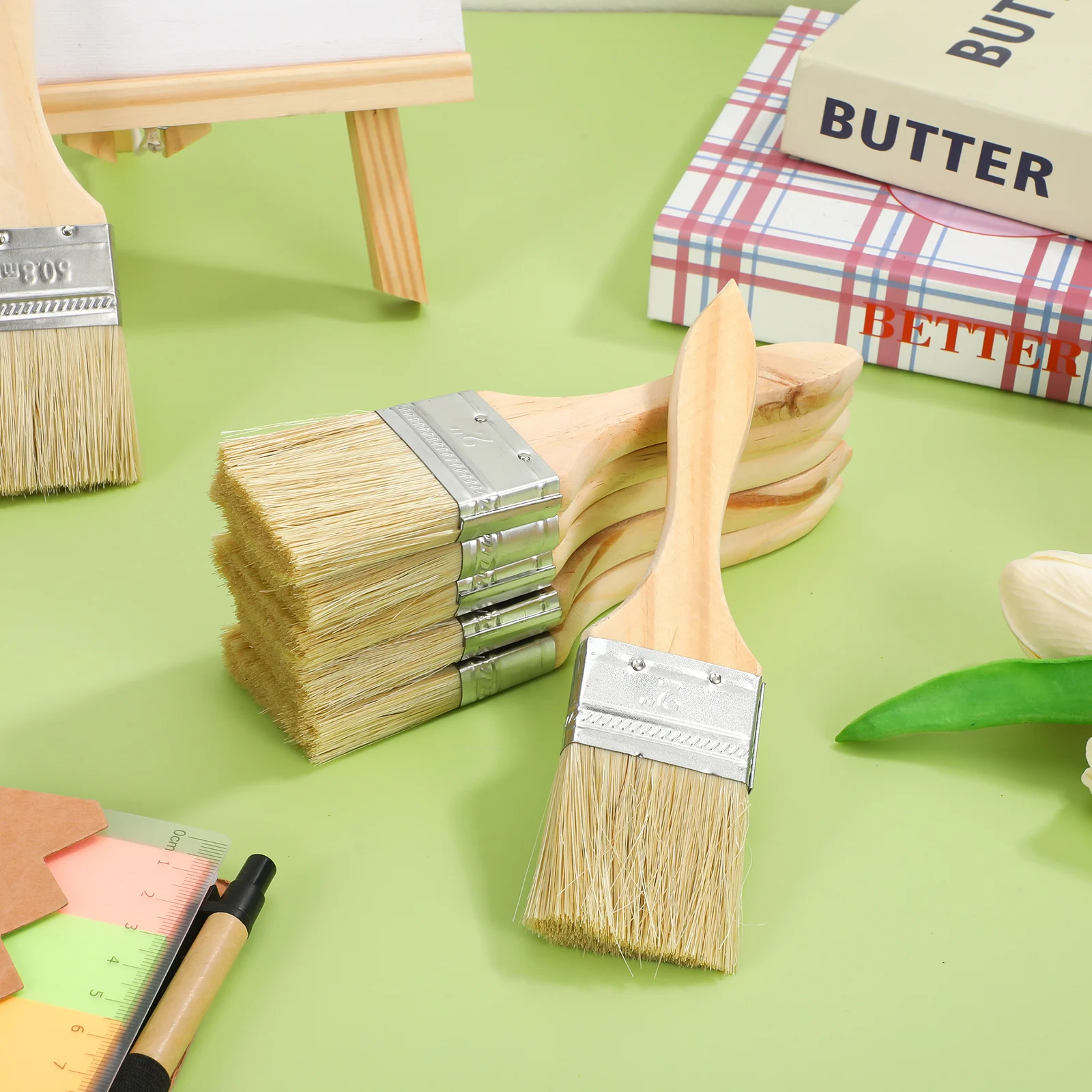 

30 pcs Thickened Wooden Handle Paint Brush Comfortable Grip Sturdy No Shedding Smooth Application Versatile for Home Art Wall