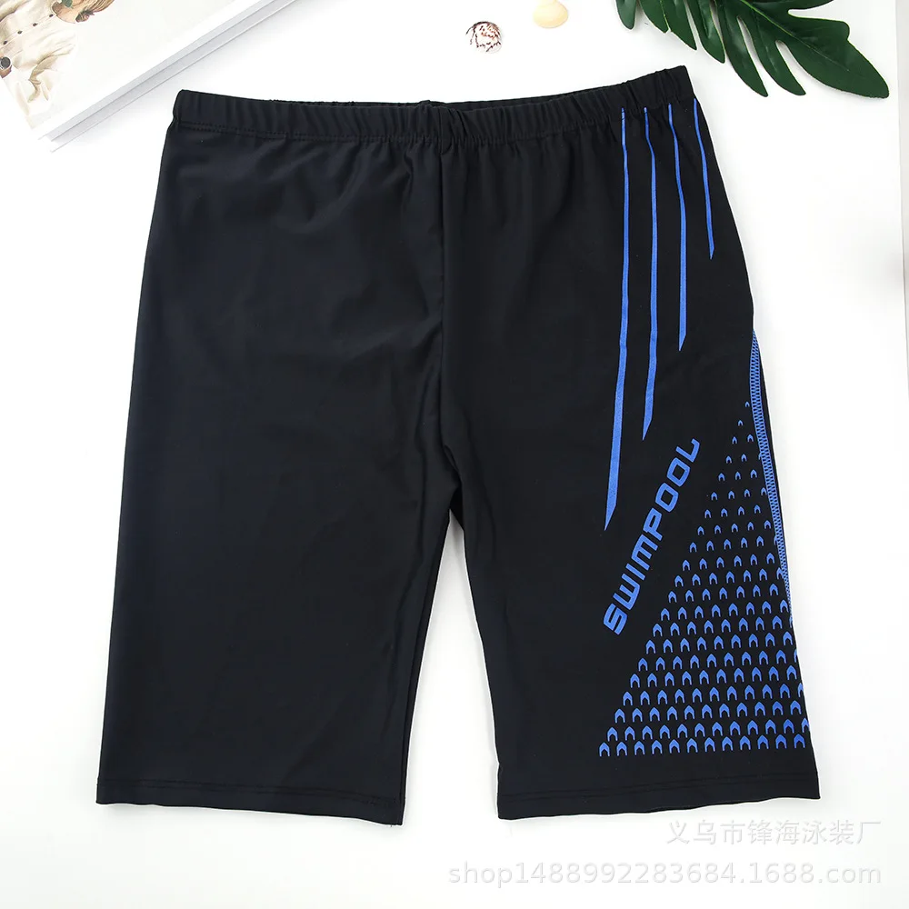 

Men's Quick-Dry Swim Trunks Elastic Long Leg Beach Pants Breathable Lined Solid Color
