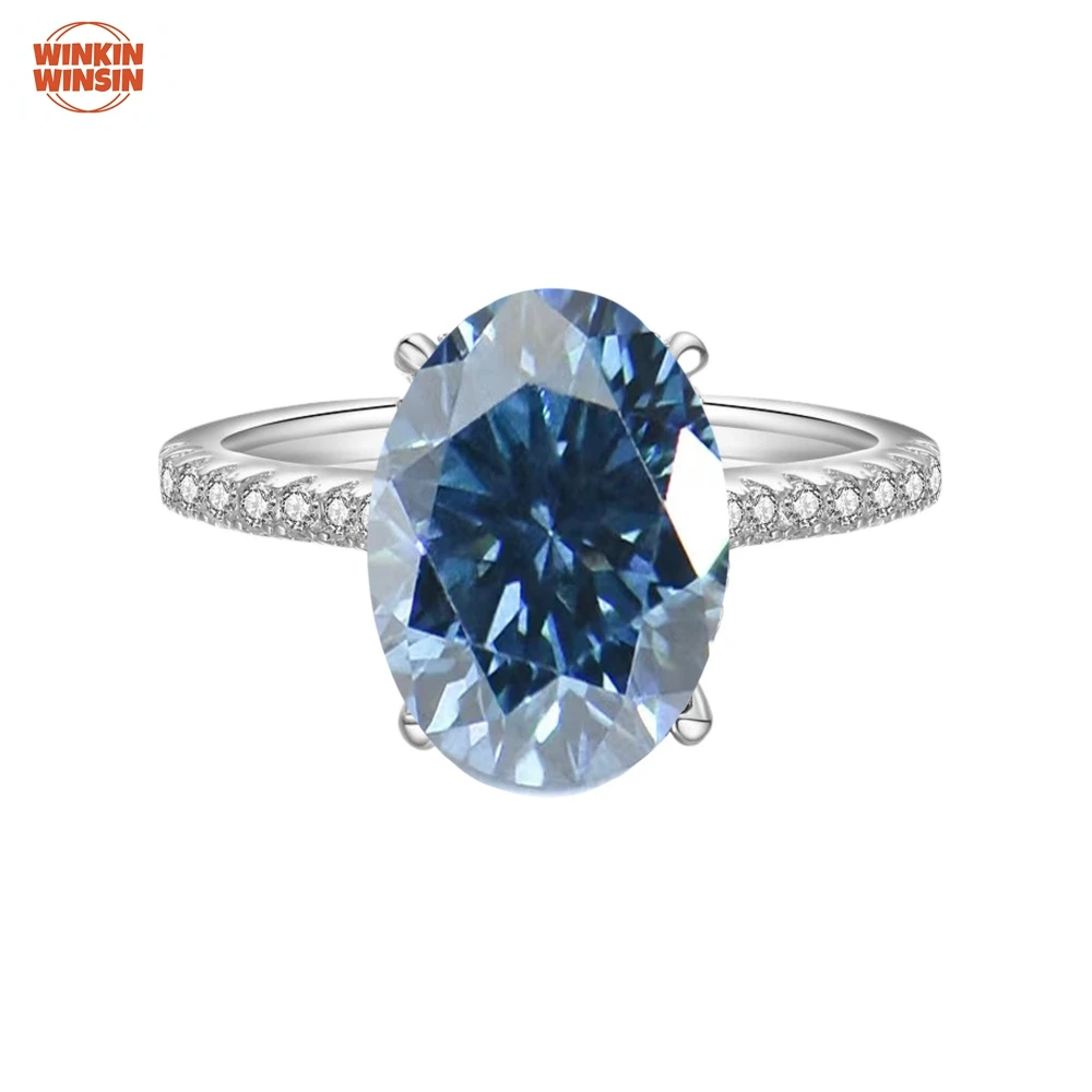 

Winkin Winsin Luxury S925 925 Sterling Silver 5-carat Oval Pigeon Egg Moissanite Diamond Ring Jewelry CMA Certificate