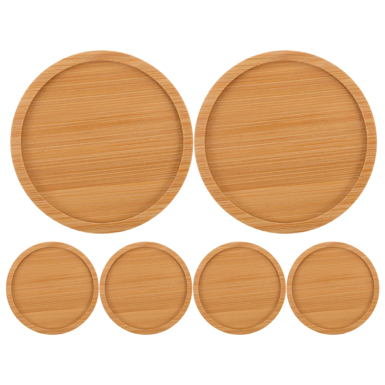 6Pcs Bamboo Soap Dispenser Tray Decorative Round Vanity Tray 3.6 Inch Bathroom Kitchen Organizer Countertop Holder for Lotion