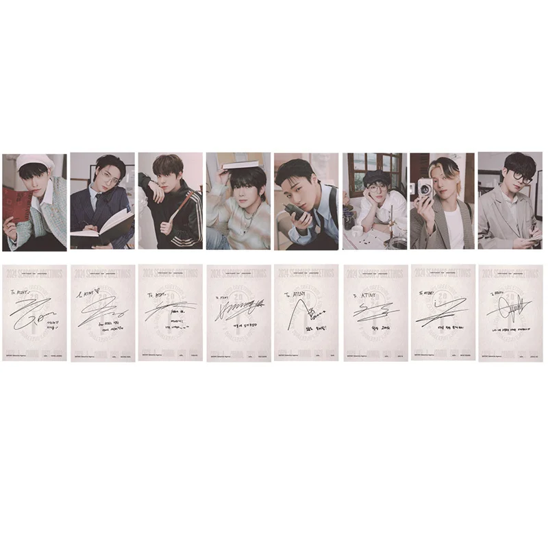 Imagem -03 - Ateez Seasons Greetings Photo Card Kpop Novo Álbum Cartão de Colecionador Cartão Lomo Hongjoong Yunho Yeosang Mingi Cartão Postal 2024 Pcs Set