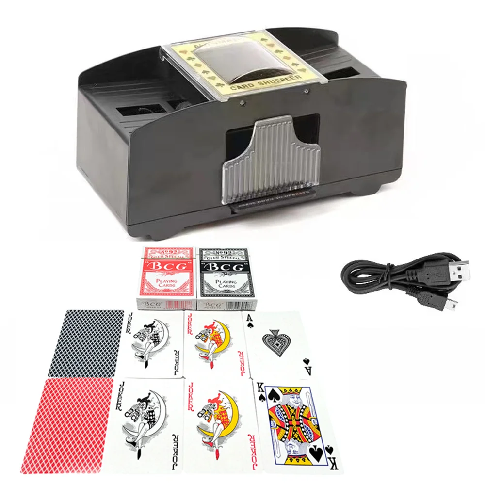 

Automatic Card Shuffling Machine 1/2 Decks Electric Poker Card Shuffler USB/Battery-Operated Shuffler + 2 Set Poker