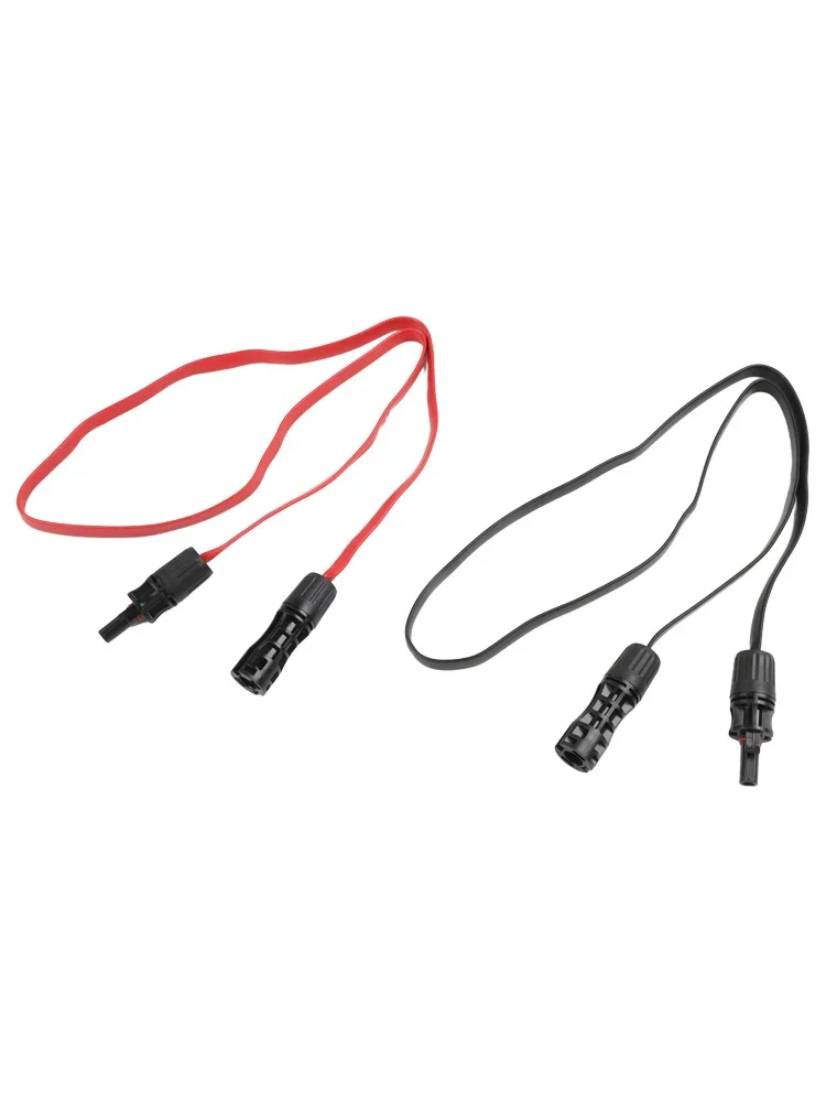 Flexible Flat Solar Photovoltaic Cable 1 Pair 100cm with Coupler for Casement Bushing and Compatible with PV Modules