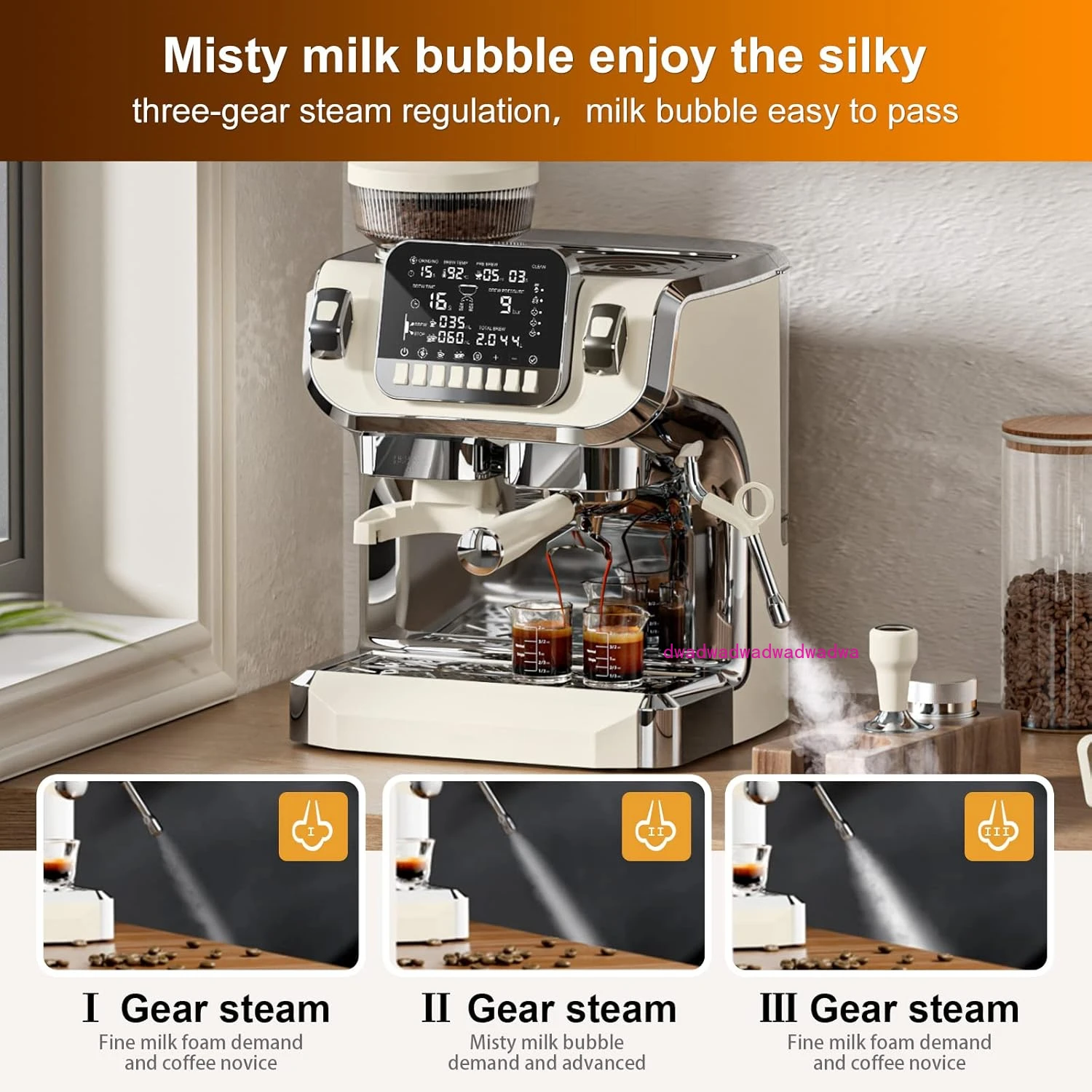 Narrow spresso Machine with Milk FrotherSemi Automatic Coffee Machine with Grinder,Easy To Use Espresso Coffee Maker with 6 inch