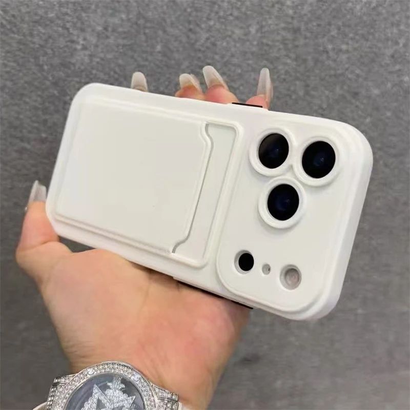 Kartenhalter-Slot-Brieftaschen-Telefonhülle für iPhone 17, Air 11, 12, 13, 14, 15 Plus, 16, 17 Pro Max, stoßfeste, weiche, matte Silikon-Rückseite – Detail 10