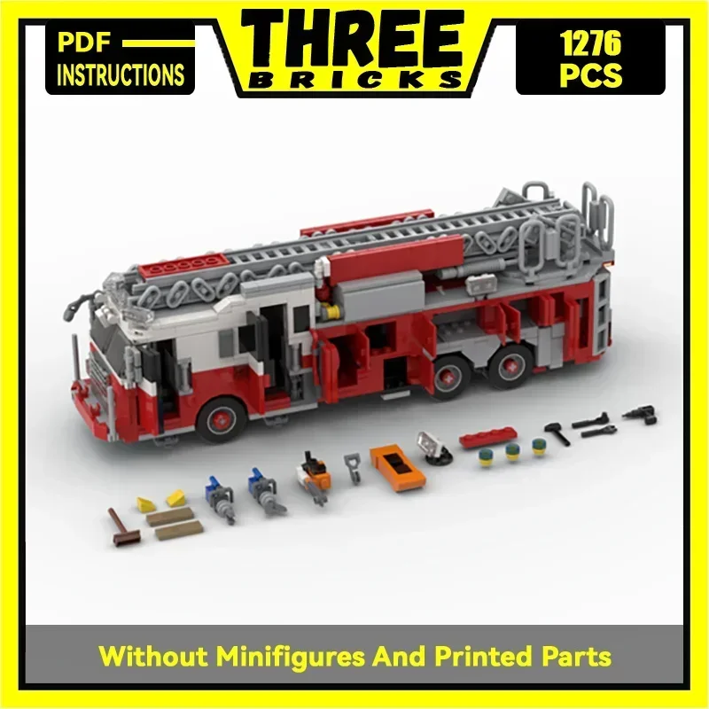 Moc Building Bricks Car Model New York Fire Brigade Ladder 102 Express Technology Blocks Gifts Christmas Toys DIY Sets Assembly