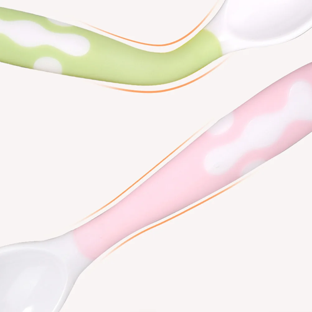 

1 Set Baby Spoon Fork Feeding Tableware 360-degree Bent Spoon and Fork Set PP Material with Box for Baby Kids (Pink )