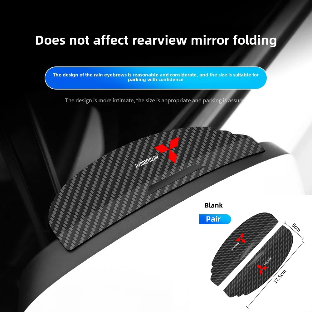 2PCS Car Rearview Mirror Rain Eyebrow Carbon Fiber Sun Visor For Mitsubishi Asx Lancer Outlander Pajero Ralliart Accessories