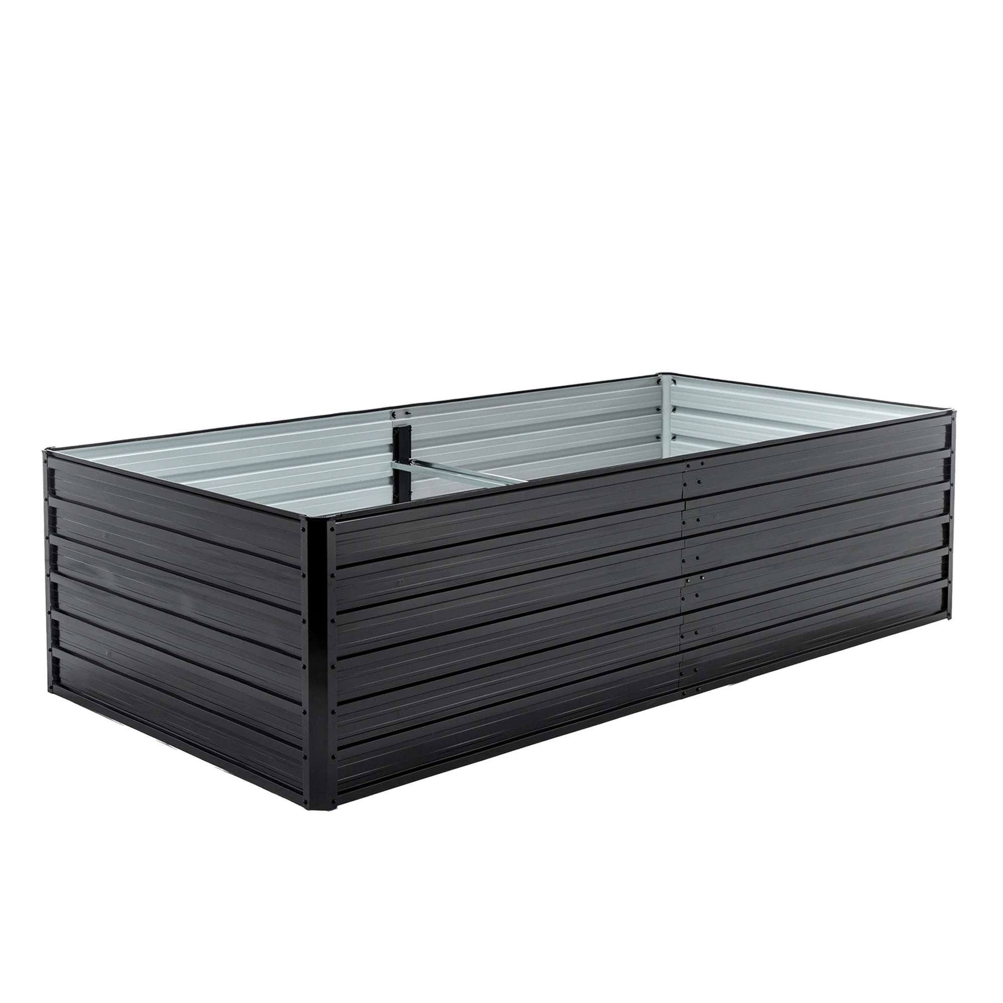 219x112x64cm Raised Metal Garden Planter Bed Open Base Sturdy Steel Vegetable Planter Kit Black Weatherproof Rust Resistant For Vegetables Flowers Patio