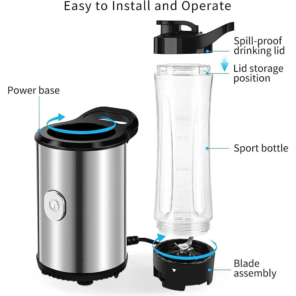 Portable Blender & Smoothie Maker Personal Mini Blender Electric Mixer with 2x600ml Blending Bottles