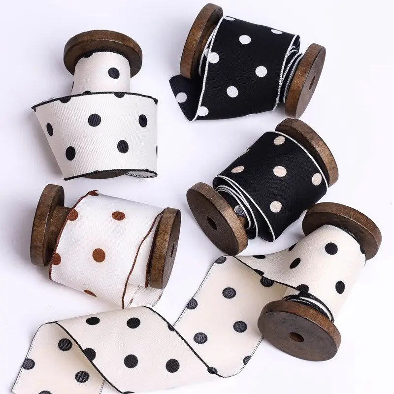 

10 Yards 40MM Polka Dots ribbon DIY handmade material Headwear hair bow clothing shoes hats accessories home decoration