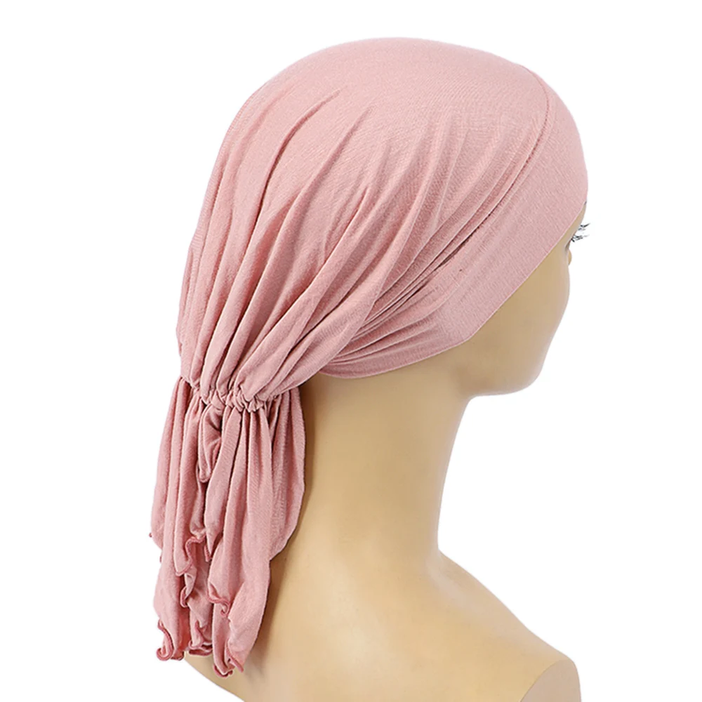 Gorros internos Hijab con borlas para Mujer, Turbante elástico musulmán, listo para usar, bufanda interior islámica, sombrero, diadema, Turbante