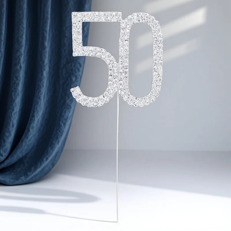 11 سنتيمتر 50th الذكرى ديكور حفلة 50Th عيد ميلاد Toppeer حجر الراين توبر 50 كعكة توبر كعكة الديكور