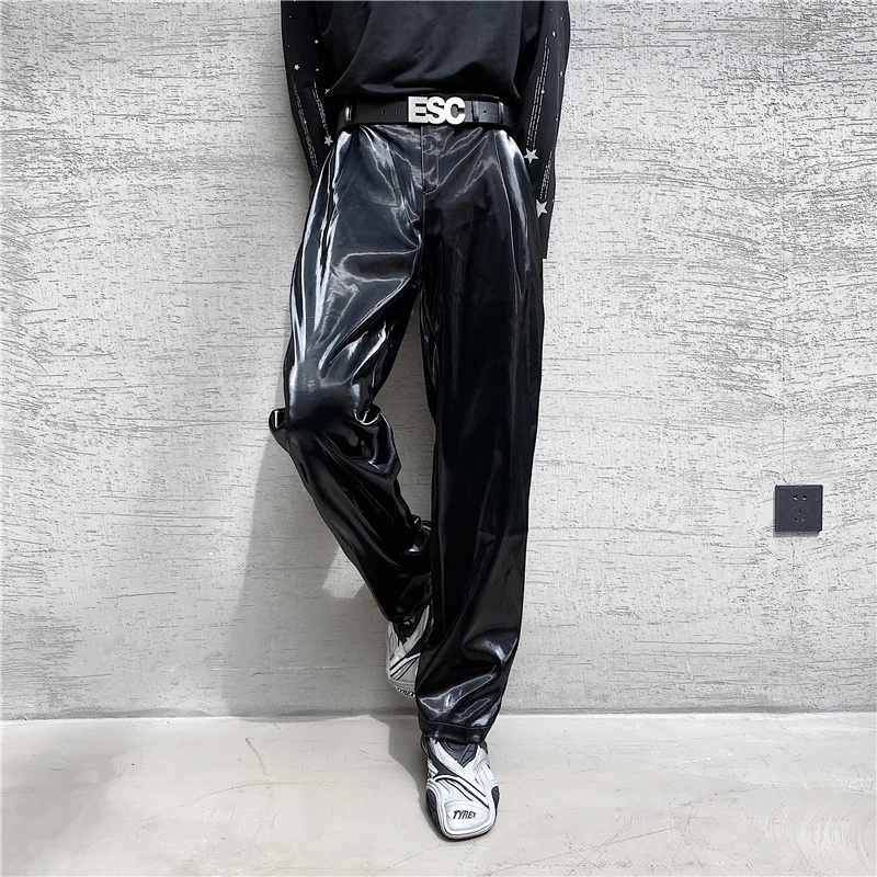 

Shiny Casual Men's Pants Luxury Sensation Trendy Streetwear Nightclub Stage Outfit Polyester Long Trousers Classic Style Autu...