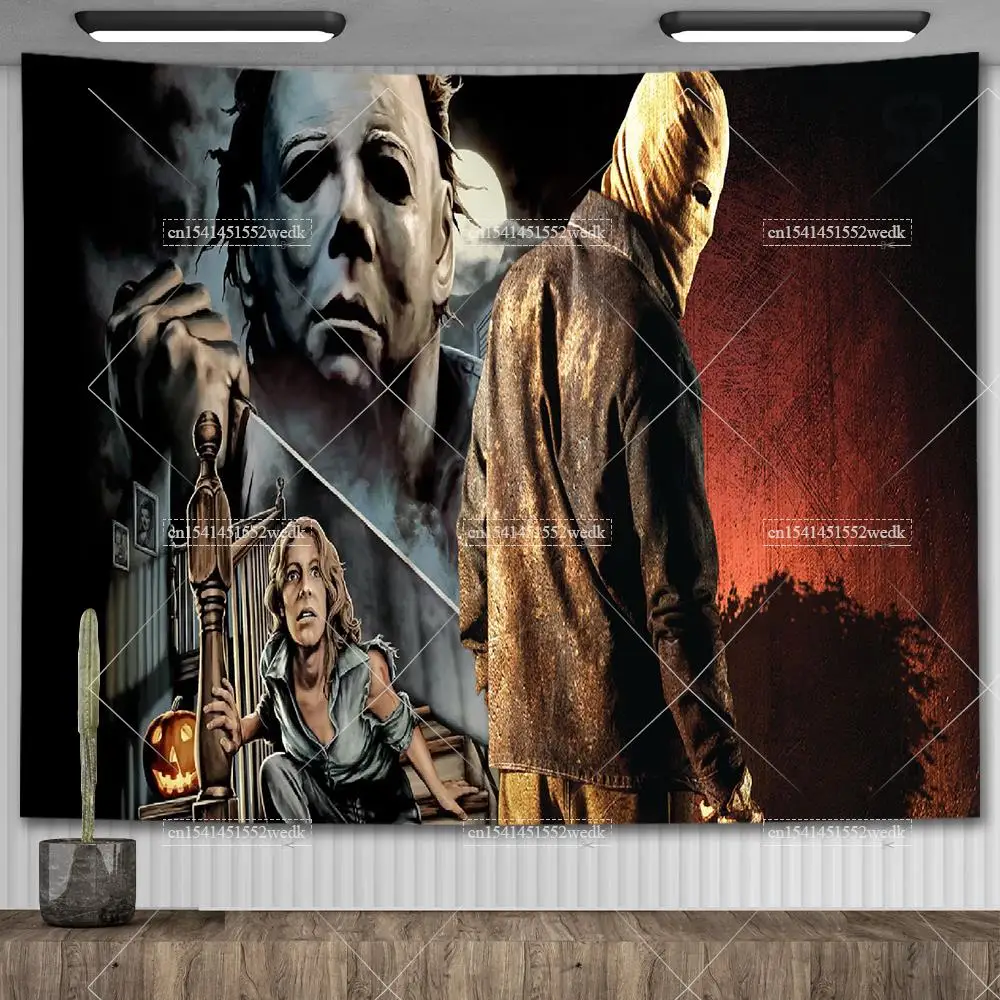 Halloween Michael Myers Tapestry Aesthetic Room Decoration Horror Movie Posters Wallpapers Party Background Cloths For Home