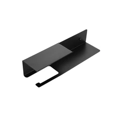 1PC Space Aluminum Black Bathroom Tissue Rack Multifunctional Toilet Double Thickened Shelf Perforated Wall Mount