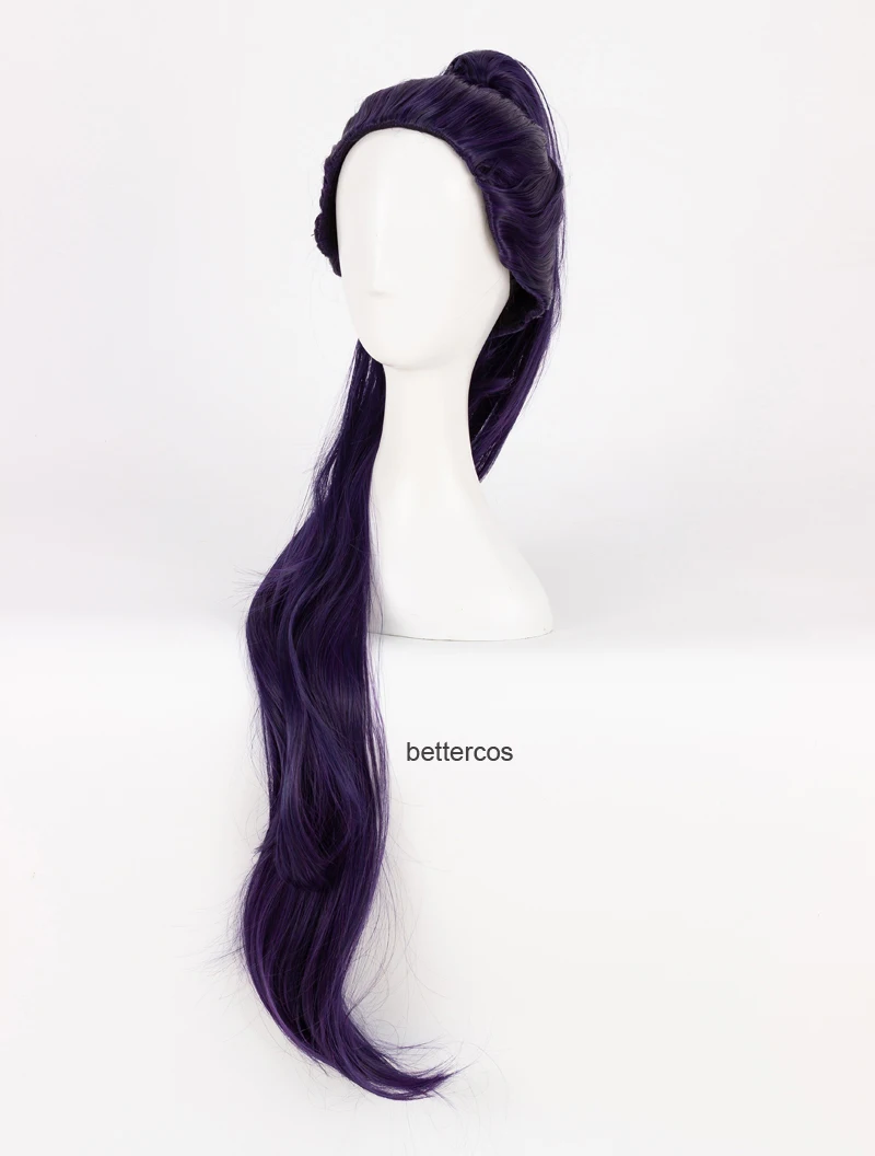 Game OW Widowmaker / Amelie Lacroix Cosplay Wig 100cm Long Dark Purple With Clip Ponytail Heat Resistant Synthetic Wig + Wig Cap