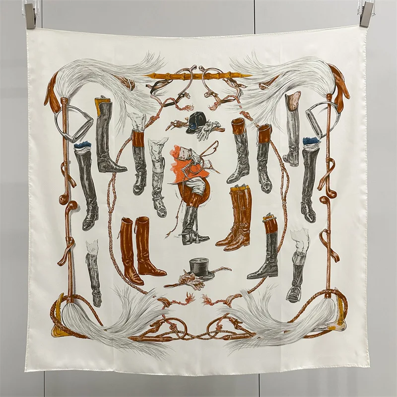 Silk Scarf 90CM Women Hand Rolled Edges Scarfs Square Rolled Shawls 90 Bandannas Neck Accessories Luxury Shawl Wraps 90cm