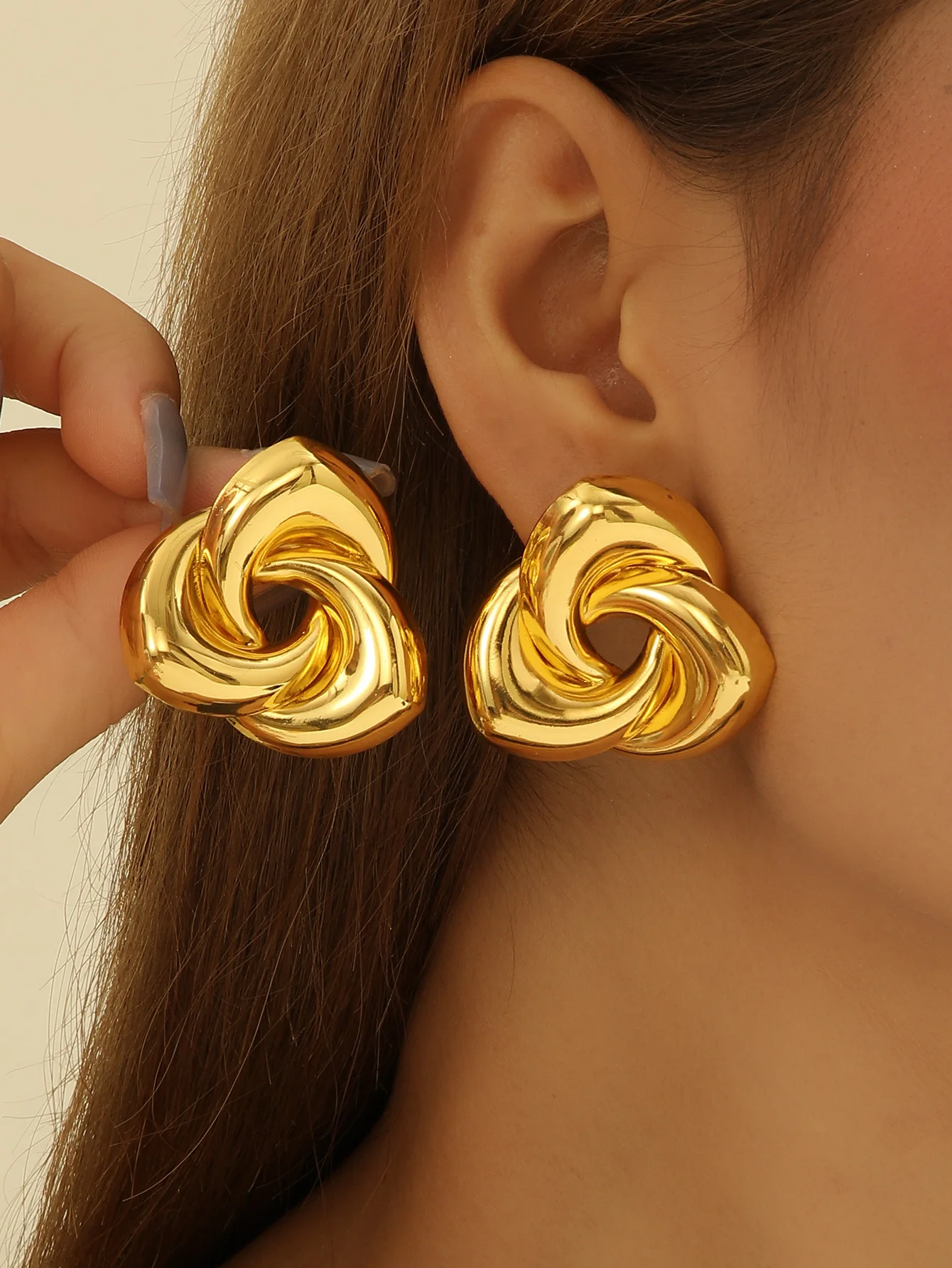 Chunky Gold Earrings for Women Elegant Knot Earrings Geometric Dangle Bold Delicate Stainless Steel Earrings