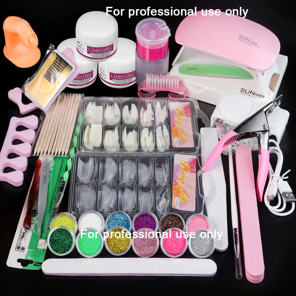 

LIMEGIRL акриловый набор для дизайна ногтей, летняя акриловая 3D блестящая пудра, профессиональные украшения для ногтей, кристалл, сделай сам, искусство для маникюра, набор
