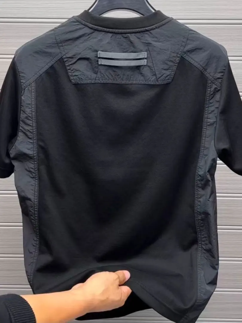 

Color Blo Long Sve Hoodie Men's Simple Splicing Base irt Spring Autumn Faionable Sun Protection Loose Fit round Ne