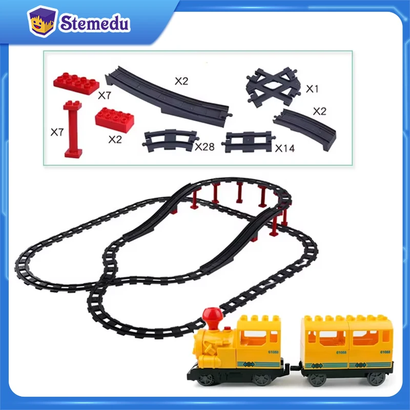 Petits blocs de construction de voie ferrée électrique pour enfants, jouets à assembler, viaduc, figurine plate, accessoires de briques, cadeau de bricolage, 8 voies