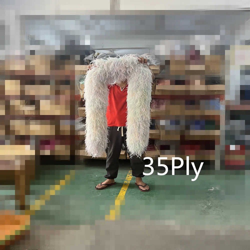 

35Ply Luxury Ostrich feather boa 2 Meters Long Ostrich Feathers Trim for Wedding Party Dress Sewing Decoration plumas Customized