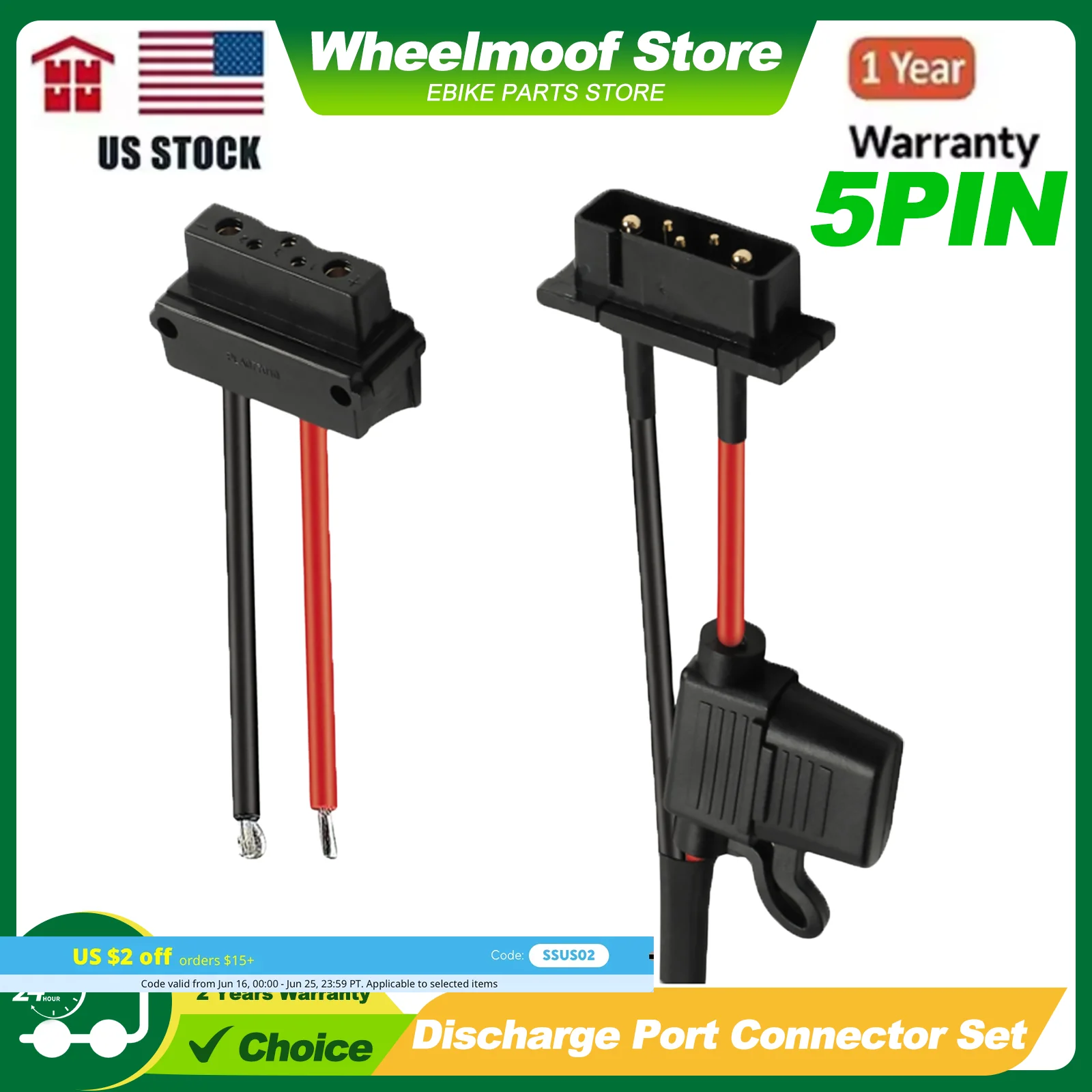 

Hailong Power Discharge Connector 5pins Male Or Female/ Ebike Parts Power Plug