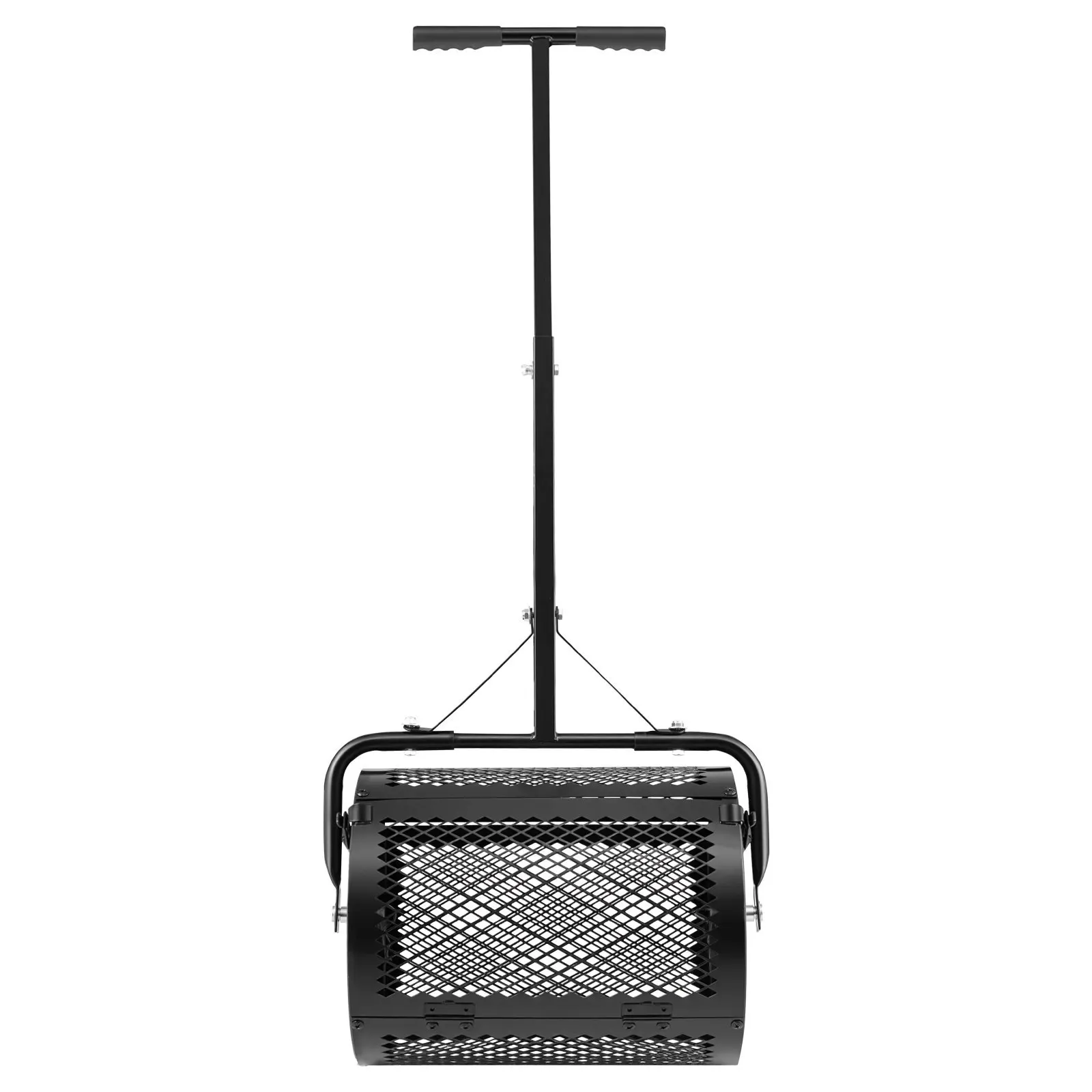 Compost Spreader, 16.5" Wide Peat Moss Spreader with T Shaped Handle, 3 Heights Adjustable, Powder-Coated Steel Garden Peat M