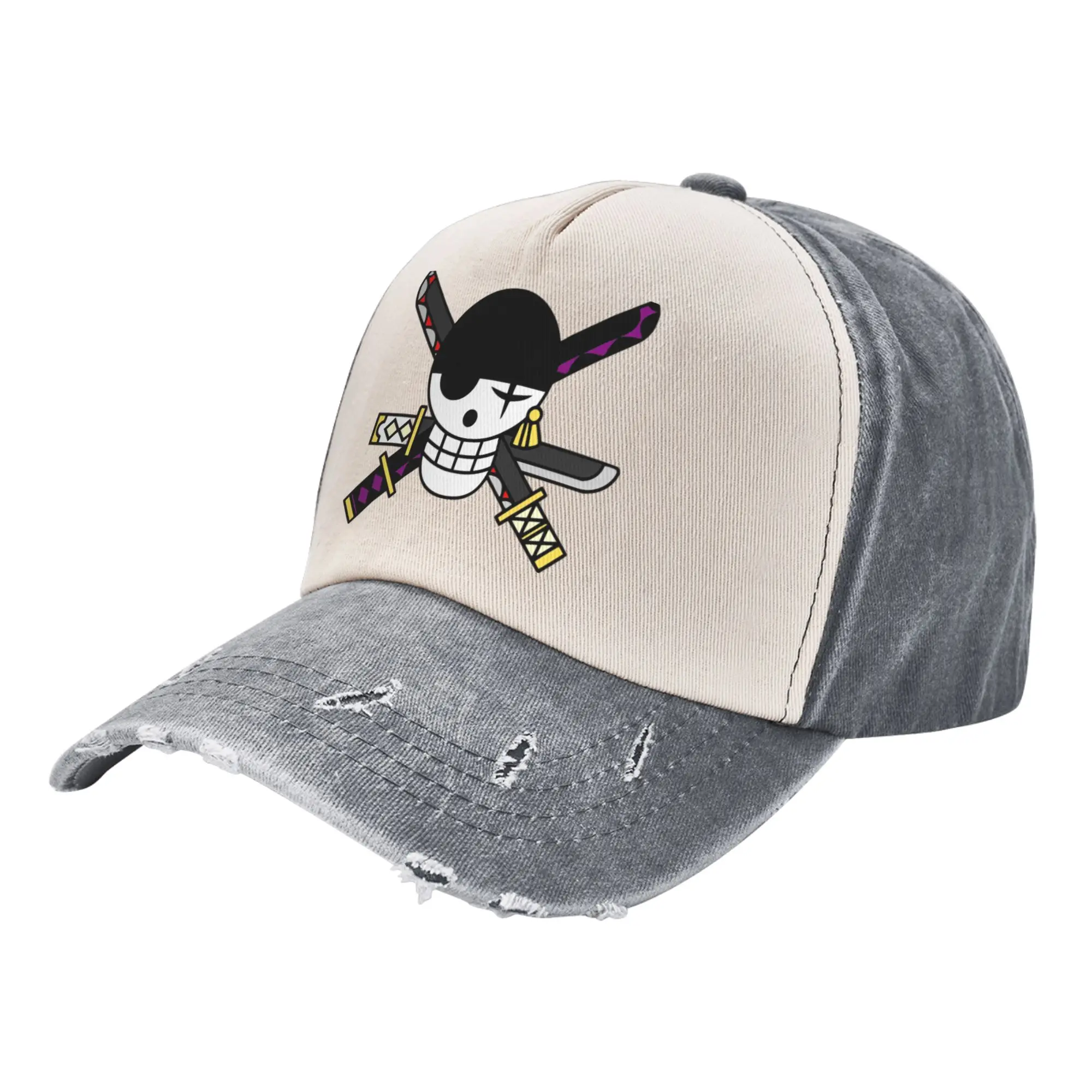 Gorras de Béisbol Casuales con la Bandera de One Piece de Zoro para Hombre y Mujer, Gorras de Algodón Desgastado para Exteriores, Regalo de Verano