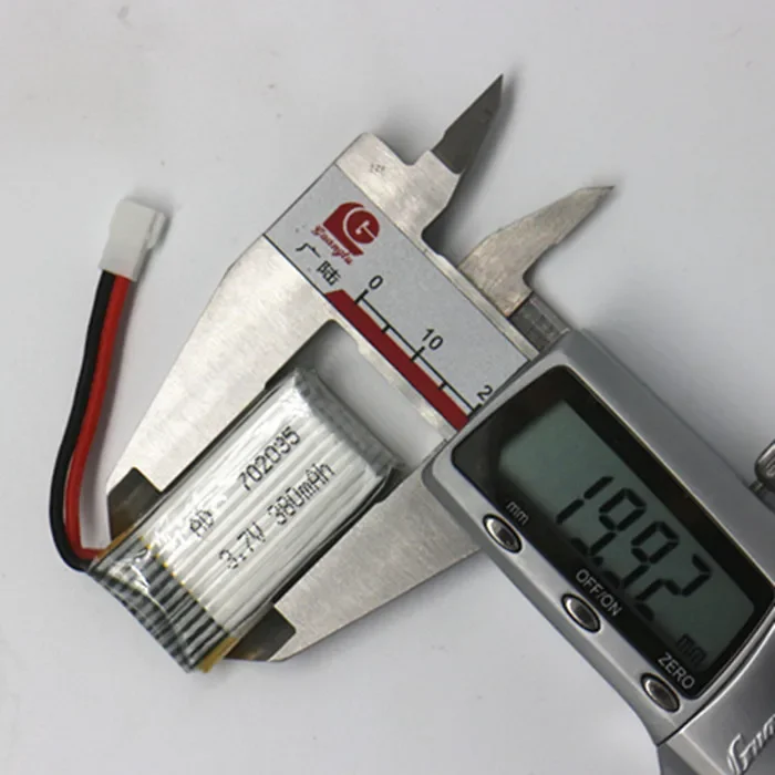 保護プレート付きリチウムポリマー電池,4軸,3.7v,380mah,702035,25c