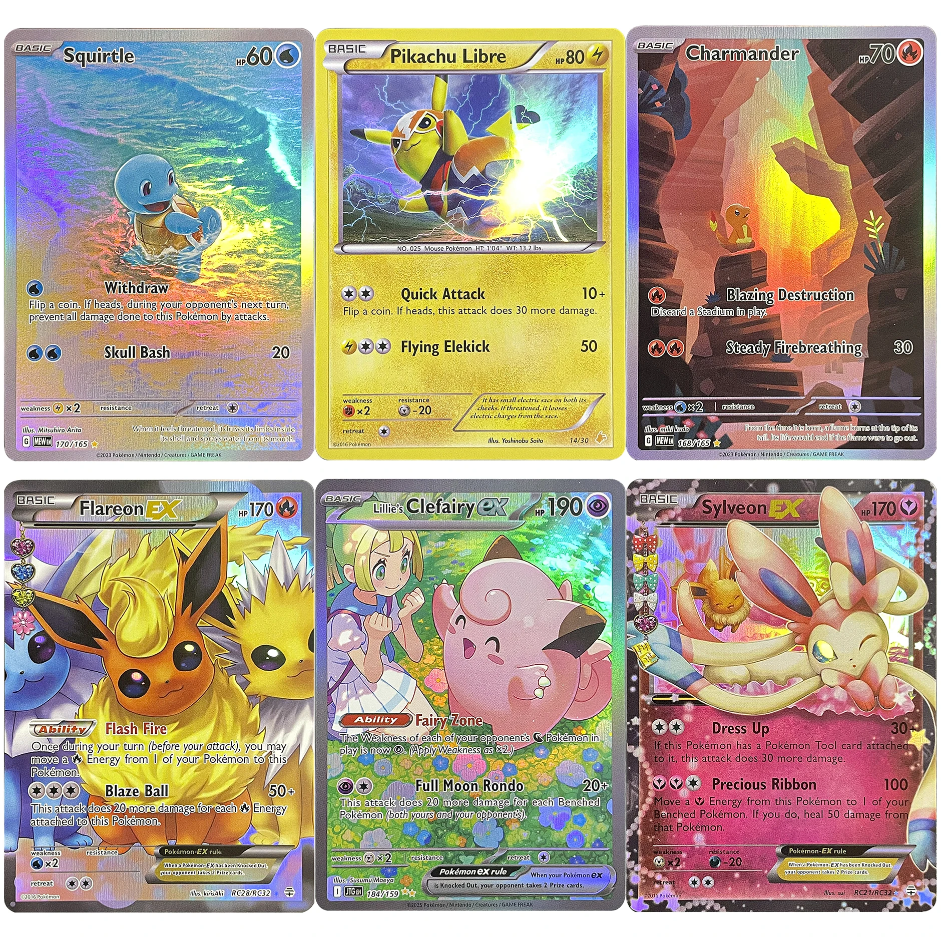 

Карты аниме PKM, настольная игра, Battle Charmander Flareon-EX Lillie's Clefairy ex Pikachu Libre Squirtle Sylveon-EX PROXY