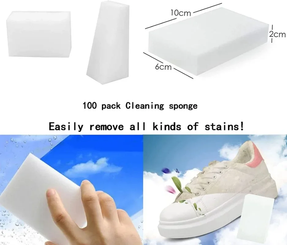 100 Pcs/lot Melamine Sponge Magic Sponge Eraser Melamine Cleaner for Kitchen Office Bathroom Nano Cleaning Sponges 10x6x2cm