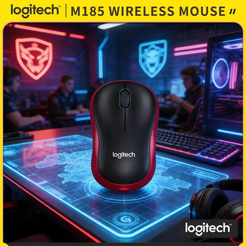 

Logitech M185 Energy-Saving Wireless Mouse Auto-Sleep Function 10m Range 3 Buttons Nano Receiver for Desktop Laptop Notebook PC