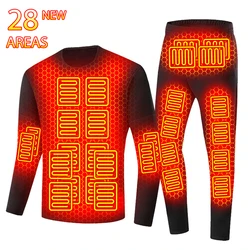 Ski Thermal Heated Underwear Winter Warm Underwear Women Men 28 Areas Heating Jacket Winter Sports Electric Heated Equipment