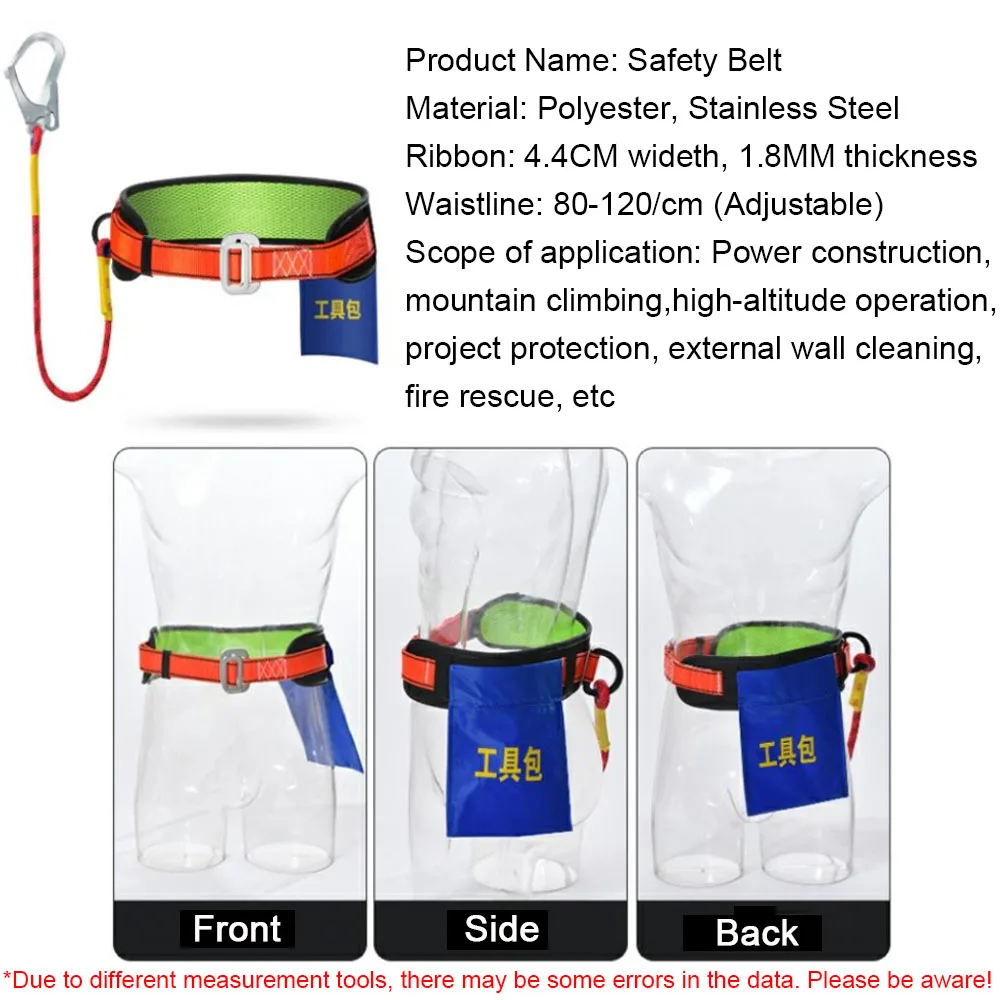 Single Waist Work Safety Belt High-altitude Harness Safe Rope Outdoor Climbing Training Electrician Protective Aerial Equipment