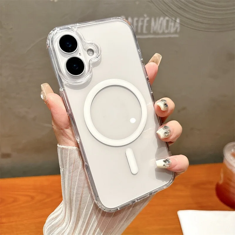 Magsafe 磁気耐衝撃クリアケース iphone 16 プロマックス 15 プロ 14 プラス 13 12 11 ワイヤレス充電カバーケース