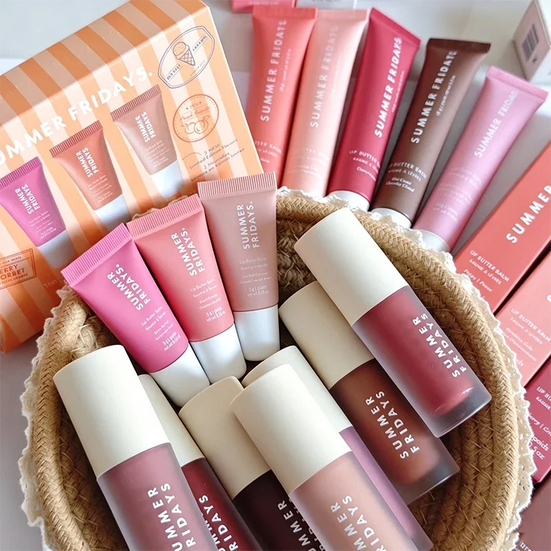 Summer Friday latest Lip Balm mini size combo Berry Peach Caramel Moisturizing Mirror Transparent Lip Gloss Makeup Oil Lipstick