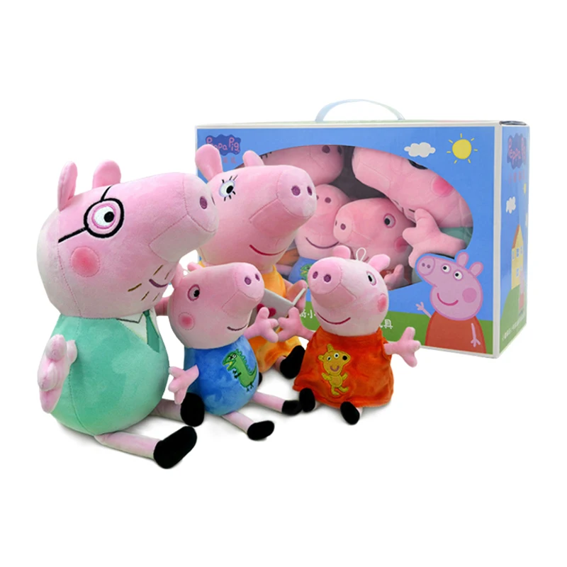 4Pcs/Set Peppa Pig George Pig Mom And Dad Set Plush Toys George Pig Family Plush Doll Holiday Party Decoration Gift For Children