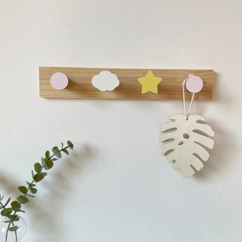 Cute Wooden Wall Hooks 5 Pack Animal Flower Shaped Hangers for Kids Room Decor Princess Bedroom Organizer Retail