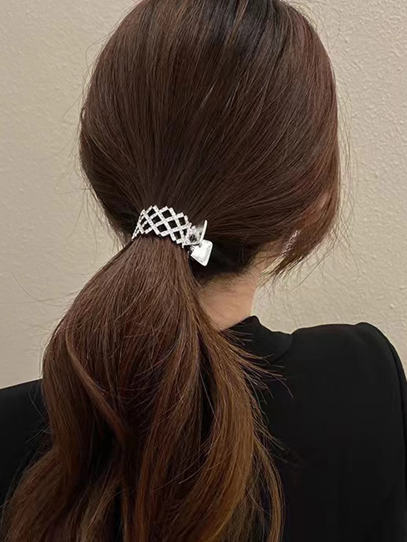 1 قطع الأزياء مرصع بالألماس عالية ذيل حصان كليب مخالب الشعر للنساء إكسسوارات الشعر #3