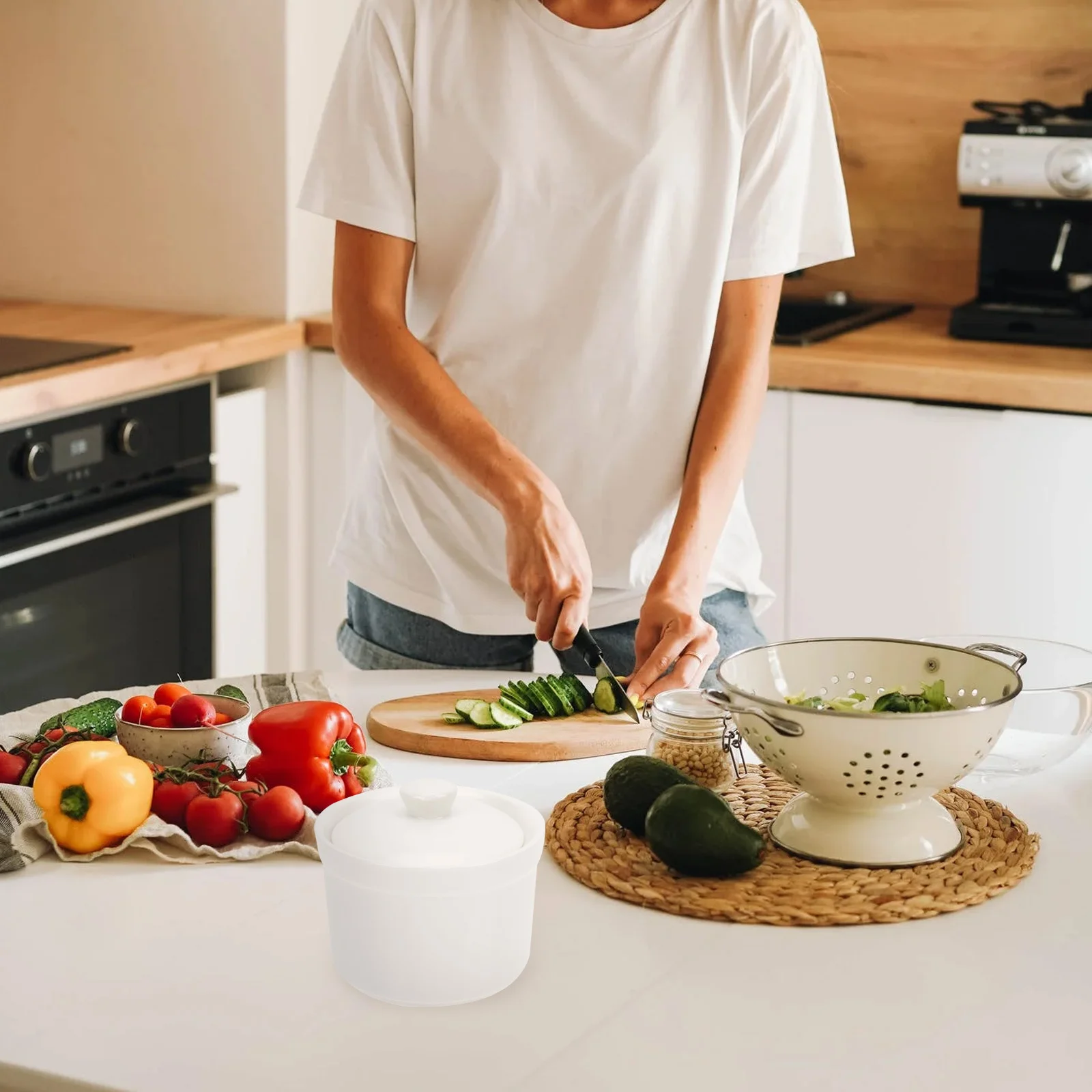 

2Pcs Ceramic Stewing Bowl with Lid Thick Soup Pot Kitchen Tableware for Steamed Egg and Soup Steamed Egg Pot with Lids